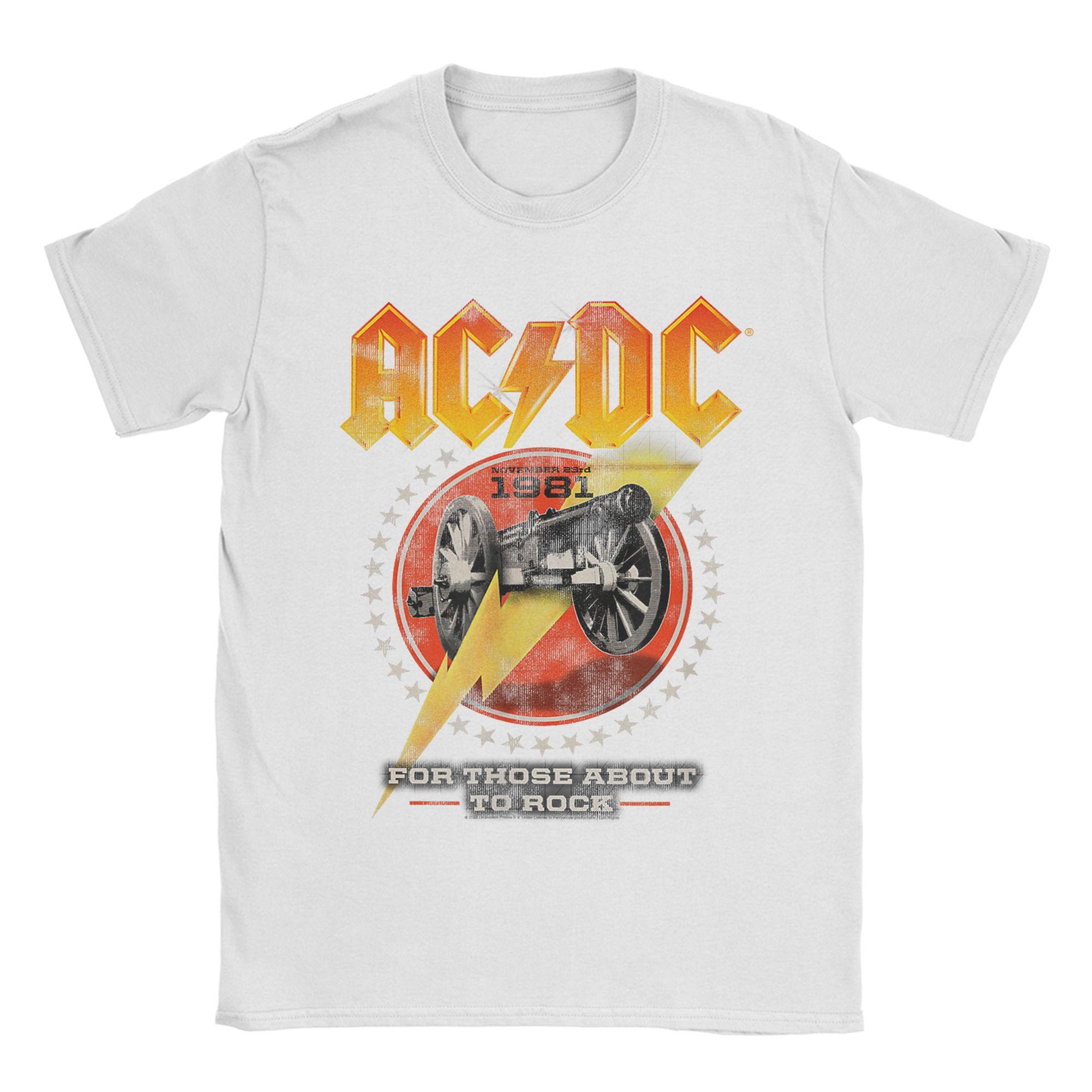 Comfortable season Heren T-shirt AC-DC Rockmuziekband Voor Degenen Die Gaan Rocken 1981 Grappig Puur Katoenen T-shirt T-shirt Ronde Hals Kleding Bedrukt XXL wit