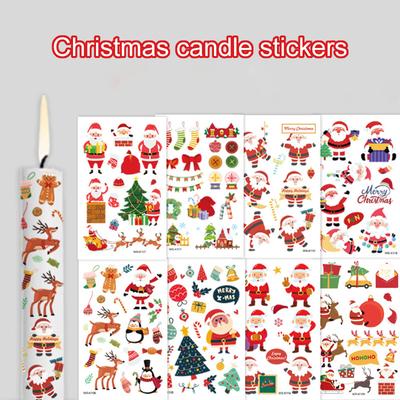 Waterproof Cartoon Candle Surface Decoration Christmas Candle Stickers