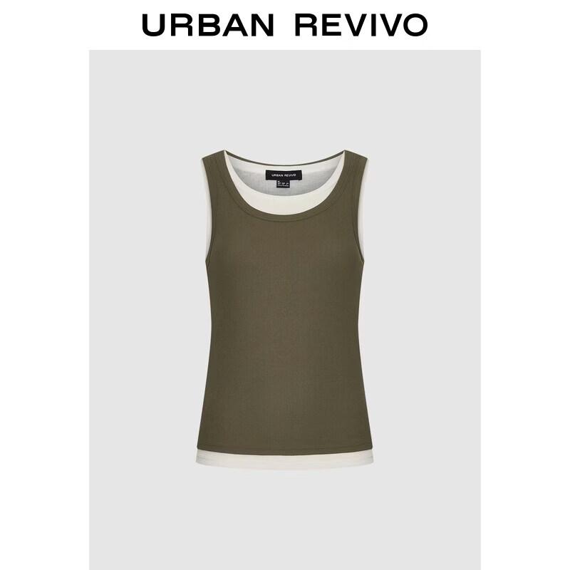 UR2026 Women s Elegant Color-block Faux Two-Piece Vest L