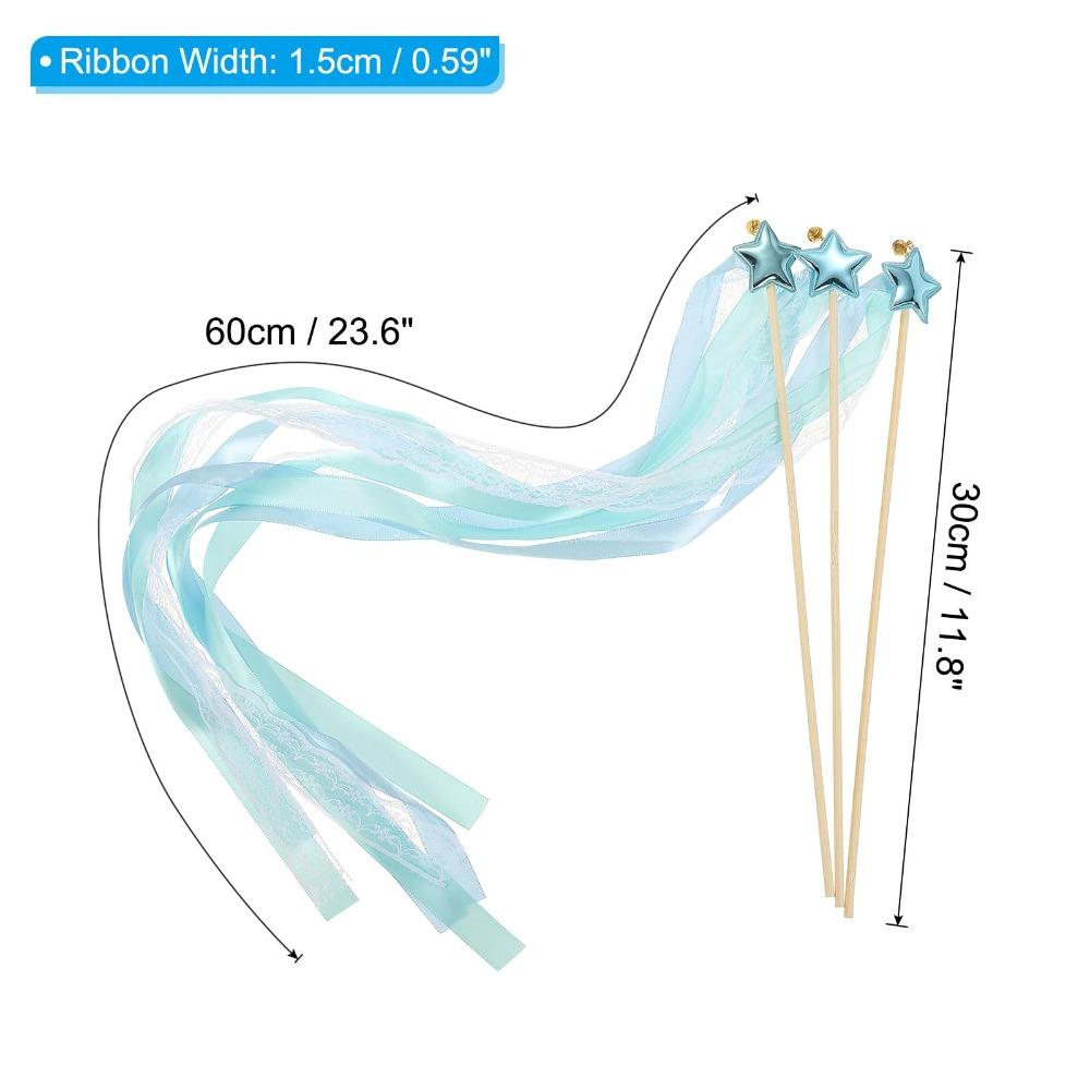 24 Pack with Bells Fairy Wands Lace Ribbon Pentagram Fairy Wand Cute Ribbon Wands Wedding