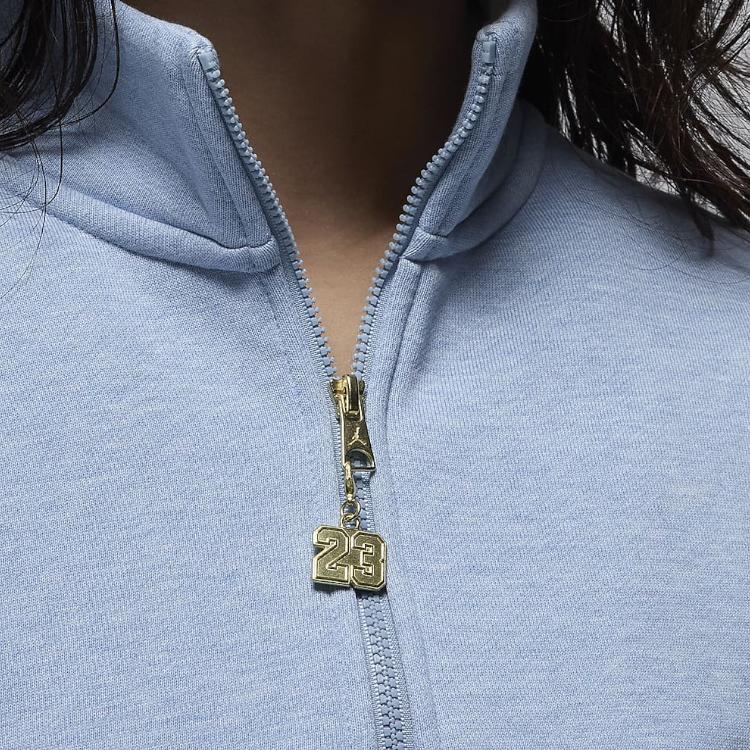 Jordan Solid Color Stand Collar Half-Zip Sweatshirt Women Tops Blue Gray FD7222-436