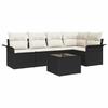 6 Piece Garden Sofa Set with Cushions Black Poly Rattan