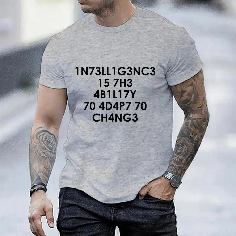 T Shirt for Men Intelligence Is The Ability To Adapt To Change Print Men's T-Shirt Sports Tee Shirts Fashion Harajuku Streetwear