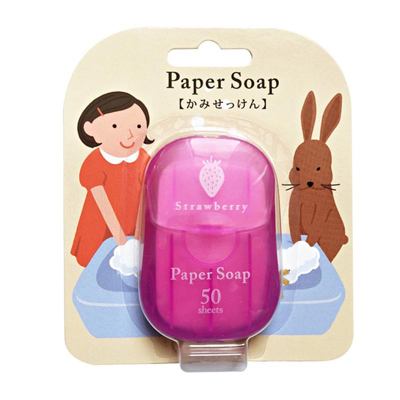50Pcs/Box Portable Disposable Soap Paper Travel Washing Hand Bath Clean Scented Slice Sheets Mini Paper Soap Bathroom Supplies