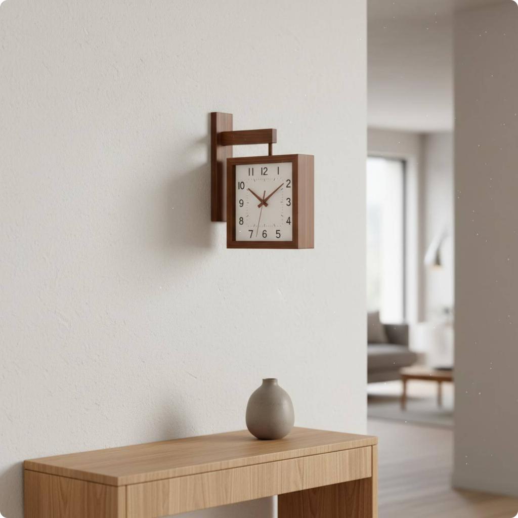 Double-Sided Wall Timepiece Noiseless Movement Two-Sided Hanging Timepiece Home Decor for Living Room, Hallway