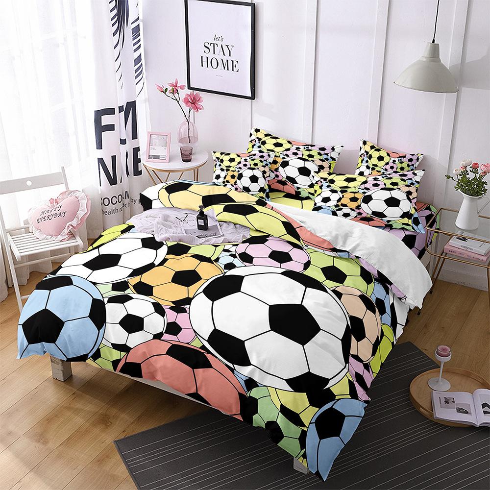 Football Basketball Sports Quilt Cover Bedding Digital Printing Home Textiles Three-Piece Set