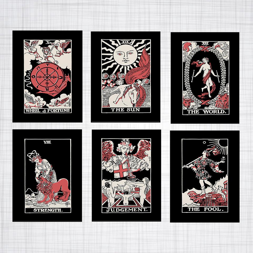 Nordic Abstrakte Liebhaber Tarot Wand Kunst Bild Leinwand Malerei Sonne Königin Priesterin Poster Drucken Drucke Wohnzimmer Wohnkultur