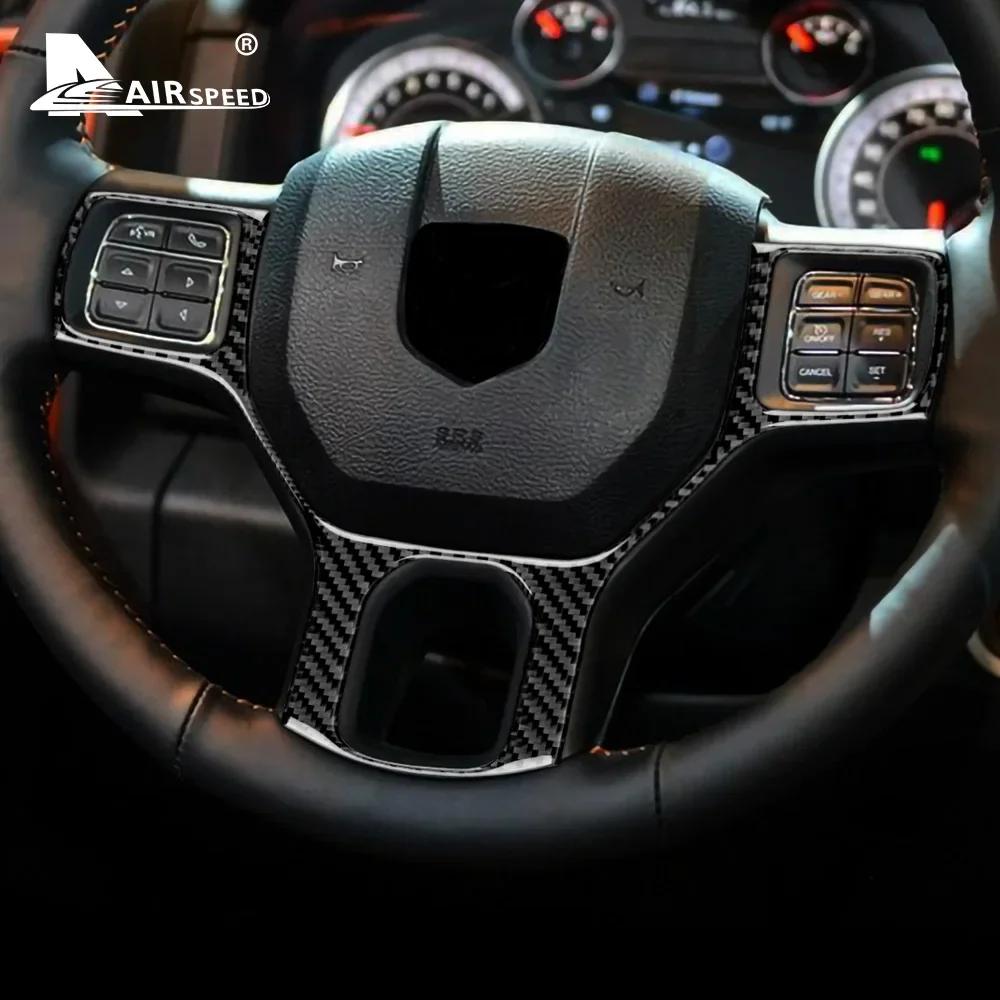 Carbon Fiber Steering Wheel Button Frame Cover for Dodge RAM 2016-2018 Interior Trim
