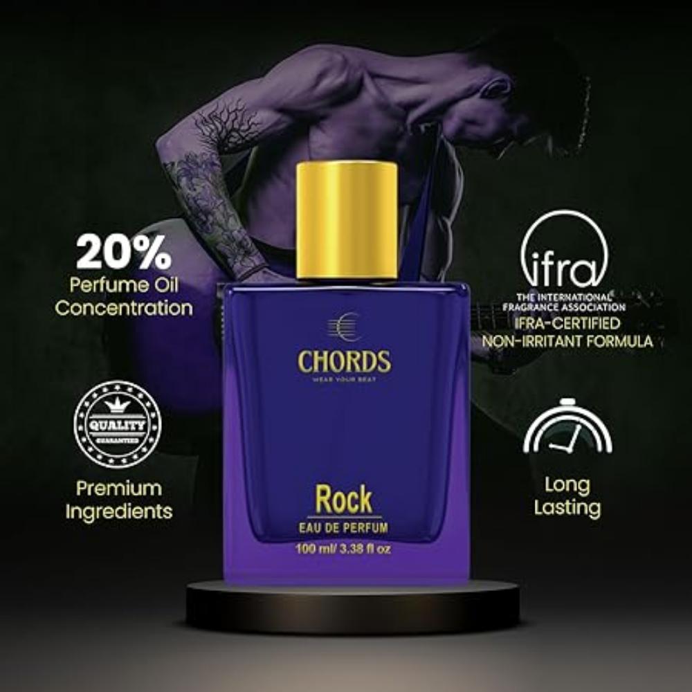 Chords Rock Eau De Parfum |For Men | Woody & Spicy |100 ml