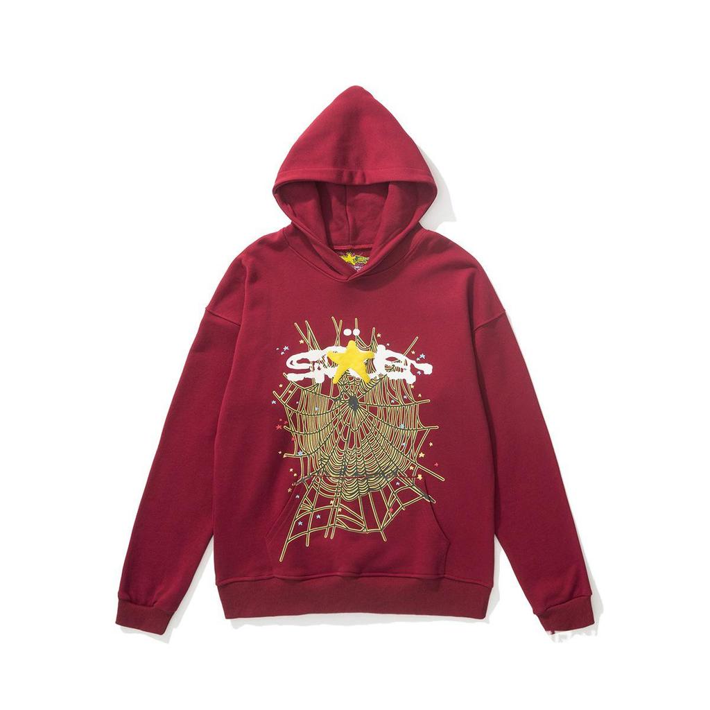 Sp5der 555555 Unisex Spinnennetz-Hoodie mit Schaumstoff-Schriftzug