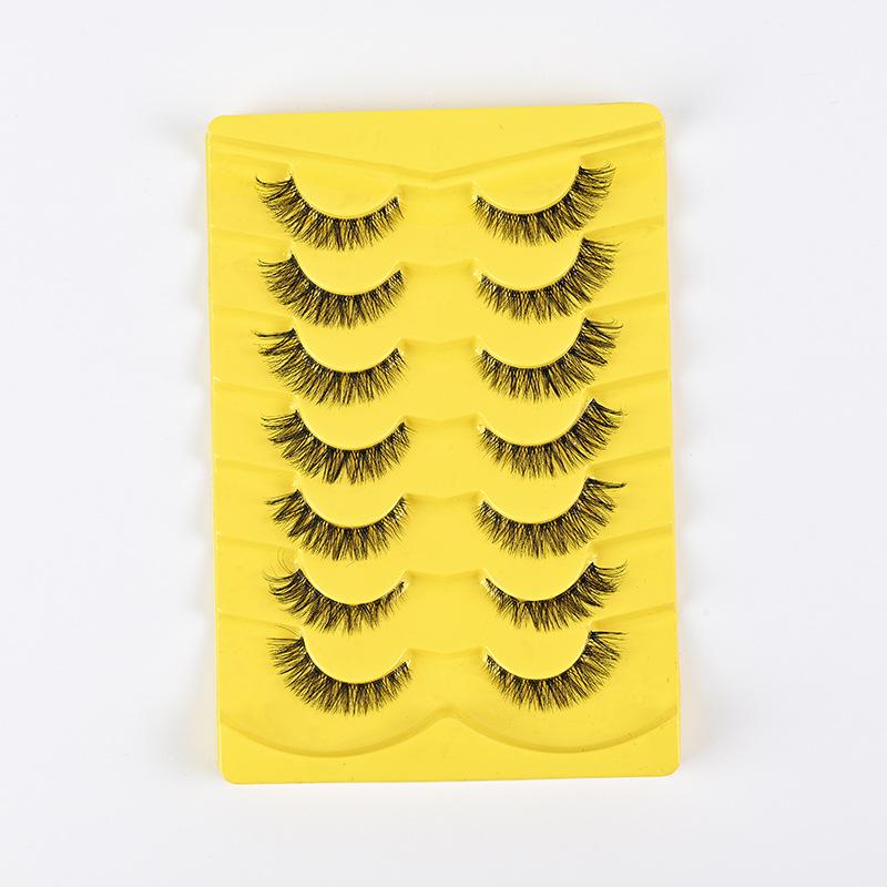 

European & American Style Faux Eyelashes - 7 Pairs, Natural, Dense, Curled, Comfortable, Easy to Apply