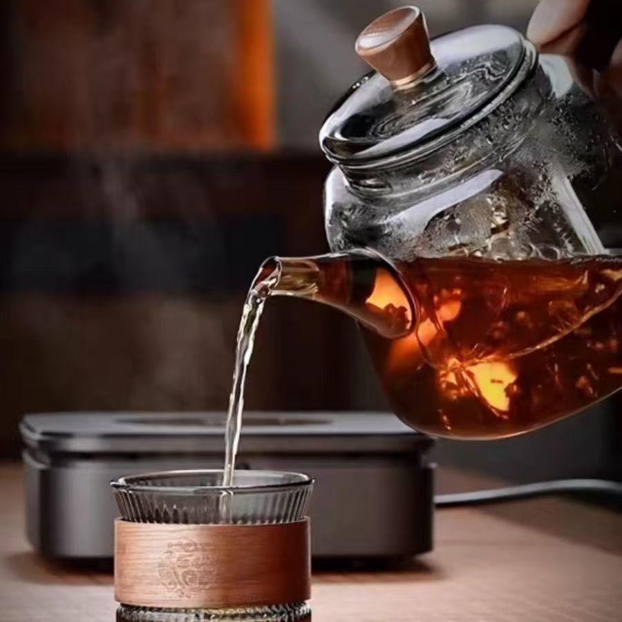 High-Temperature Resistant Glass Teapot with Large Capacity for Electric Stove and Fireplace Use