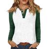 Women's T Shirt Color Block Button Long Sleeve Daily Weekend Fashion Basic V- Neck Regular Top