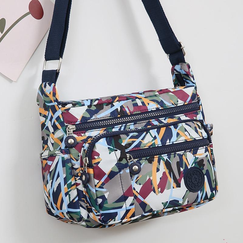 New Vintage Fashion Crossbody Bag Print Multi-Layer Large Capacity Middle-Aged Mom Bag Oxford Fabric Women Bag