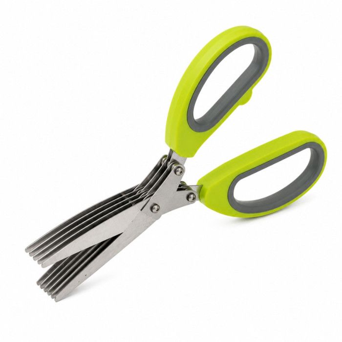 Ciseaux à Herbes 5 Lames 19 cm en Acier Inoxydable – Coupe, Hache et Émince avec Poignée Ergonomique