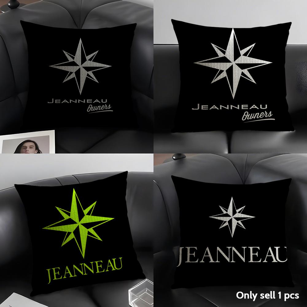 J-Jeanneaus Yachts Logo Cushion Cover Natural Linen Organic Fabric Double-Sided Printing Sofa Home Decor Gift Pillow Case