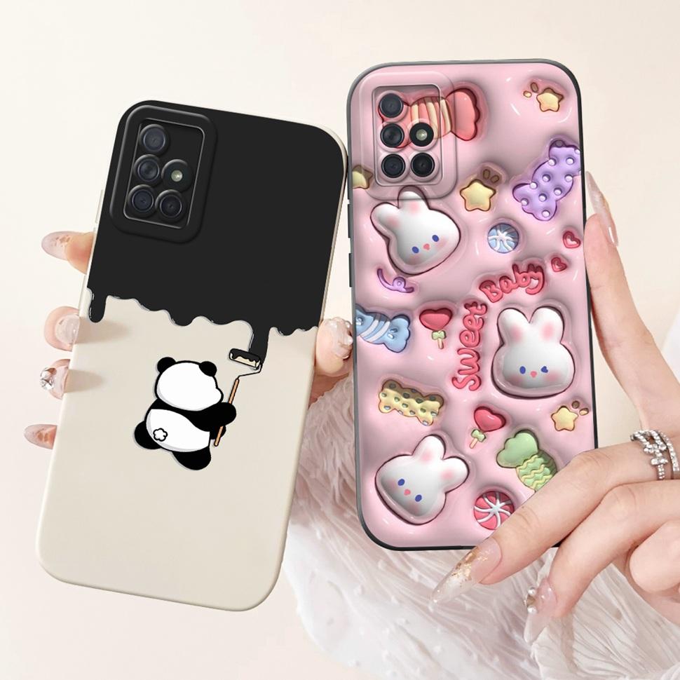 For Samsung Galaxy A71 Case Cute Panda Ultra Slim Soft TPU Back Cover Case For Samsung A71 A715F 4G Full Cellphone Phone Case
