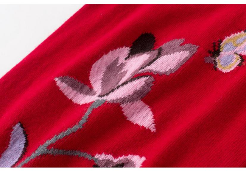 Warm Plus Size Jacquard Wool Cardigan for Middle-aged and Elderly Women