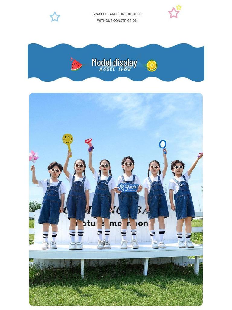Children's Denim Overalls: Graduation & Sports Meet Uniform for Kindergarten & Primary