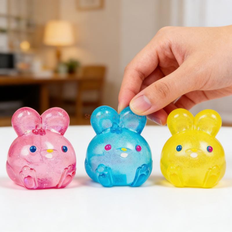 Jelly Anti Stress Ball Bunny Squeeze Toy Scented Jelly Glitter Educational Fidget Toy Stress Anxiety Relief Kids Adults Desk Toy