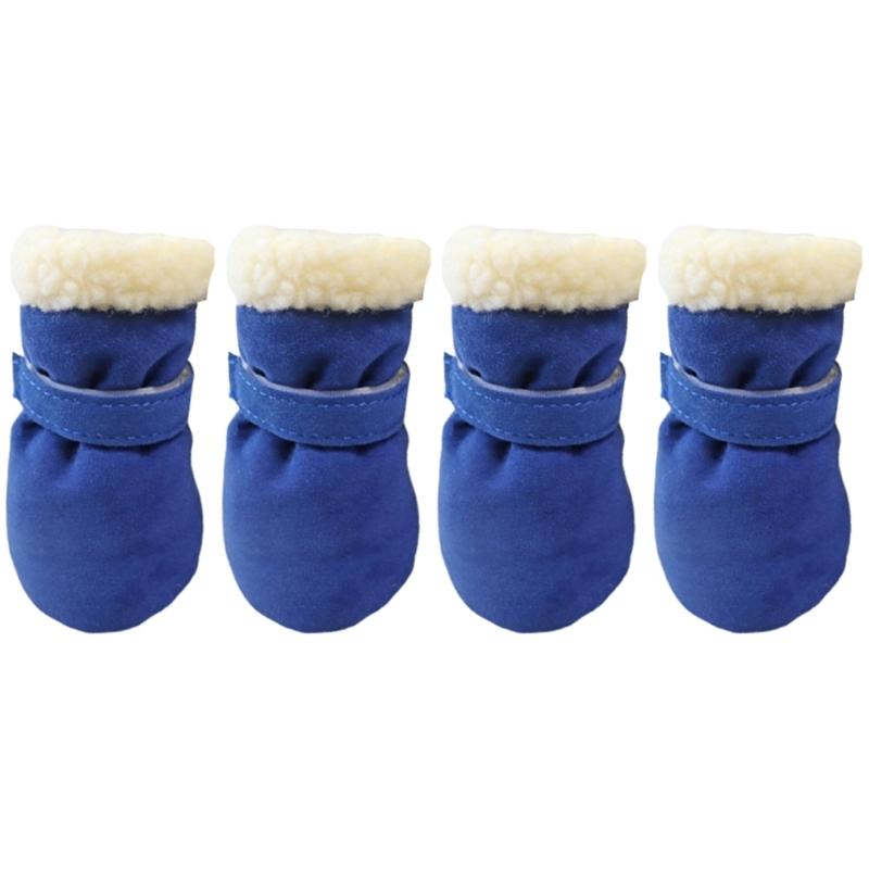 Winter Warm Pet Shoes 4pc/set Cute Dog Booties Snow Walking Puppys Booties Shoes Casual Fashion No-slip Dog Shoes