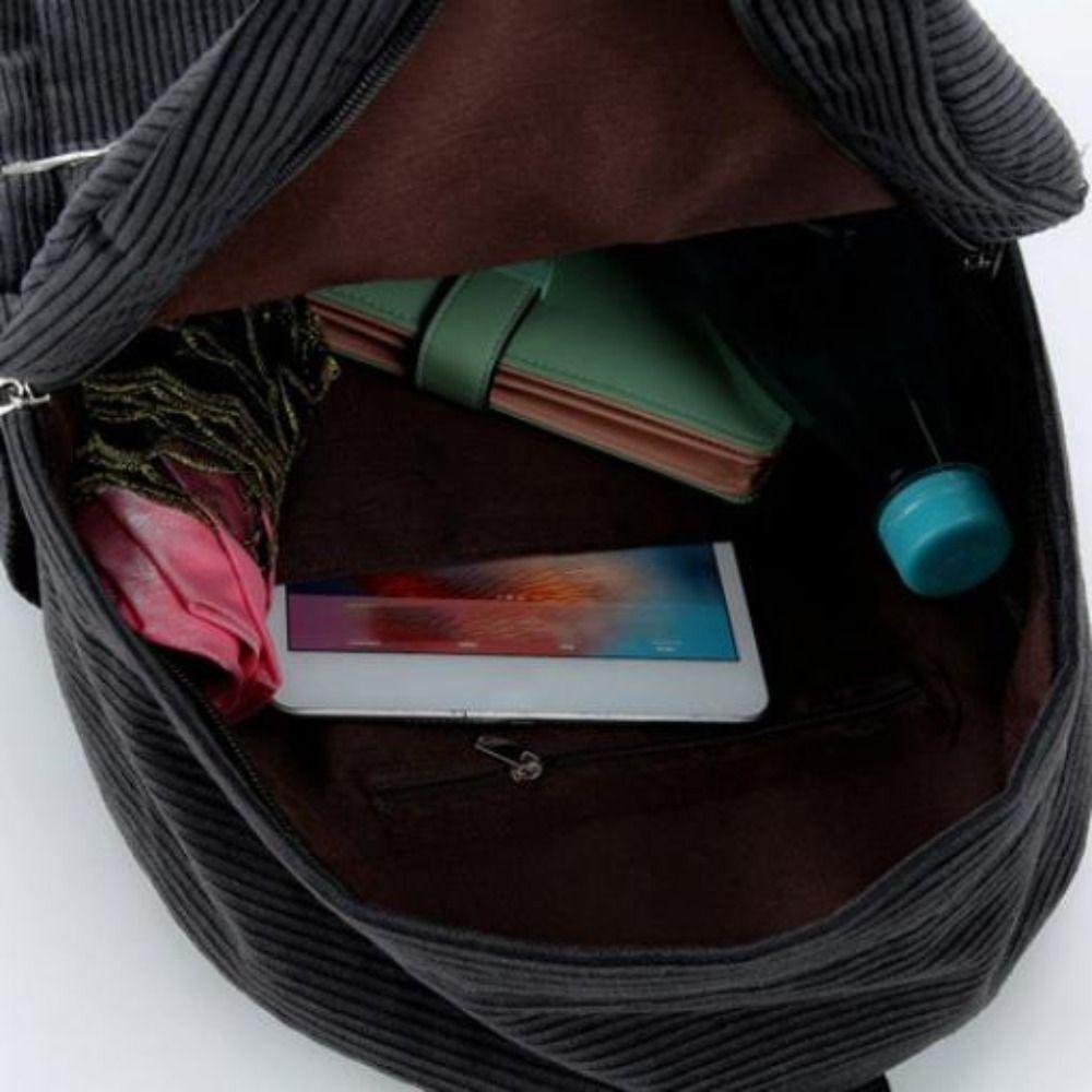 Fashion Large Capacity School Bag Lightweight Multiple Pocket Travel Bag Dacron Corduroy Design Striped Rucksack Teenagers