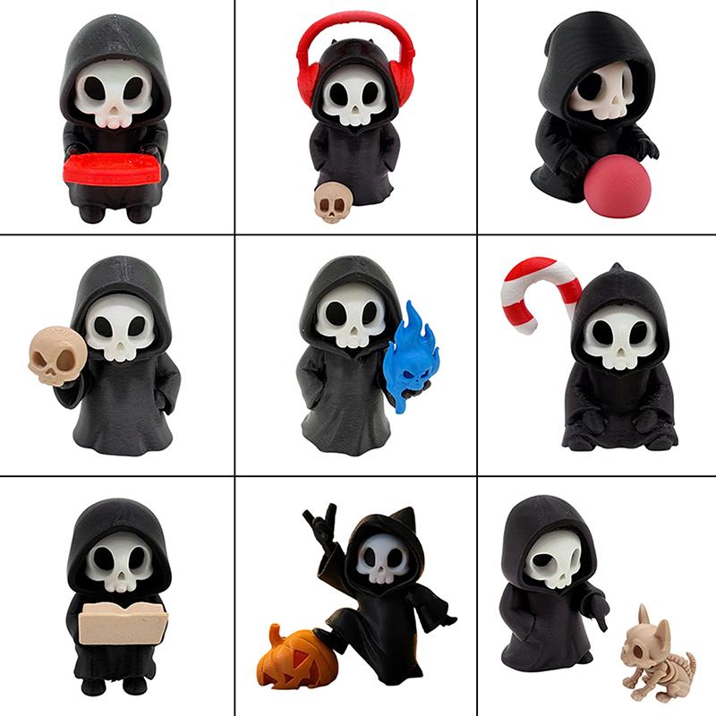 Gothic Grim Reaper Skeleton Figurine Adorable Small Resin Statue Desktop Decor for Study Bedroom Gothic Enthusiasts Gift