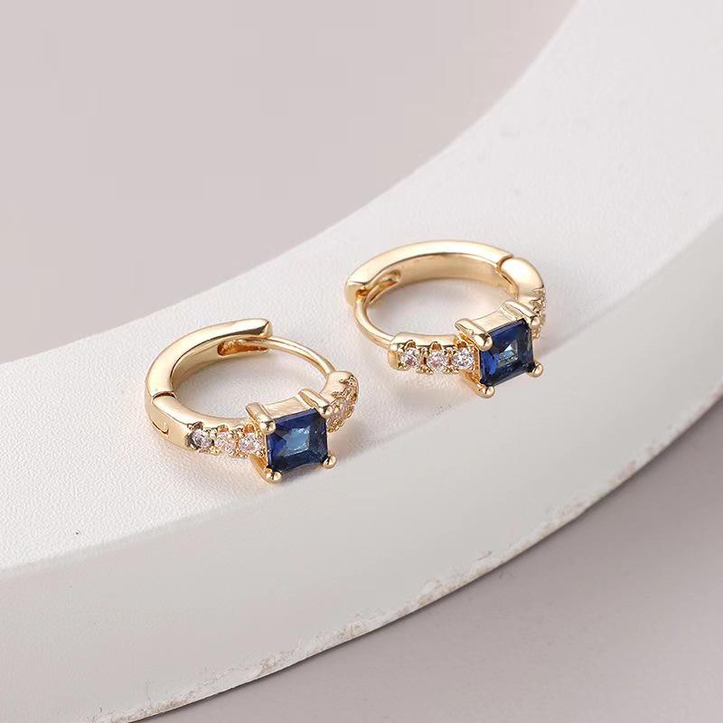 Elegante mehrfarbige Zirkon-besetzte Zuckerwürfel-Ohrringe für Damen