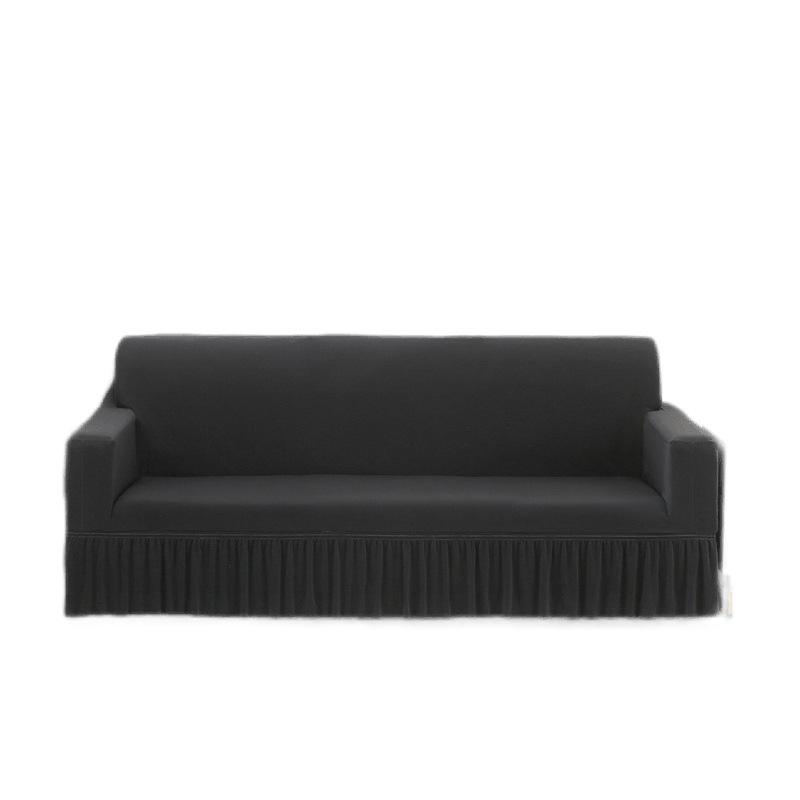 Elastic Hem Solid Color Sofa Cover - Simple Modern Design, All-Season Universal Fit