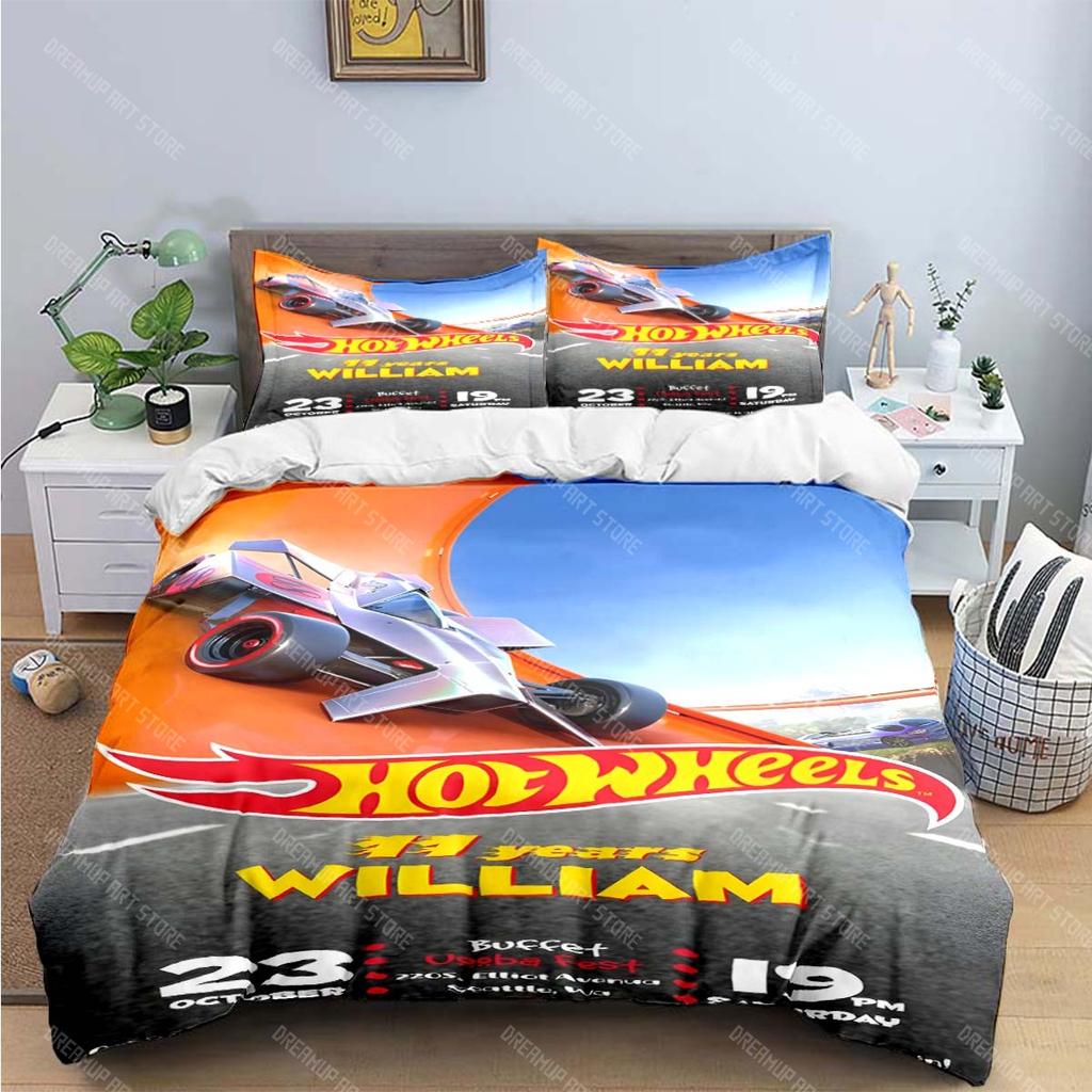 Modny Kreskówkowy Gorący Nadruk W-Wheels Zestawy Pościeli Zestaw Artykułów do Łóżka Poszwa na Kołdrę Zestaw Kołdry Zestaw Pościeli Luksusowy Prezent
