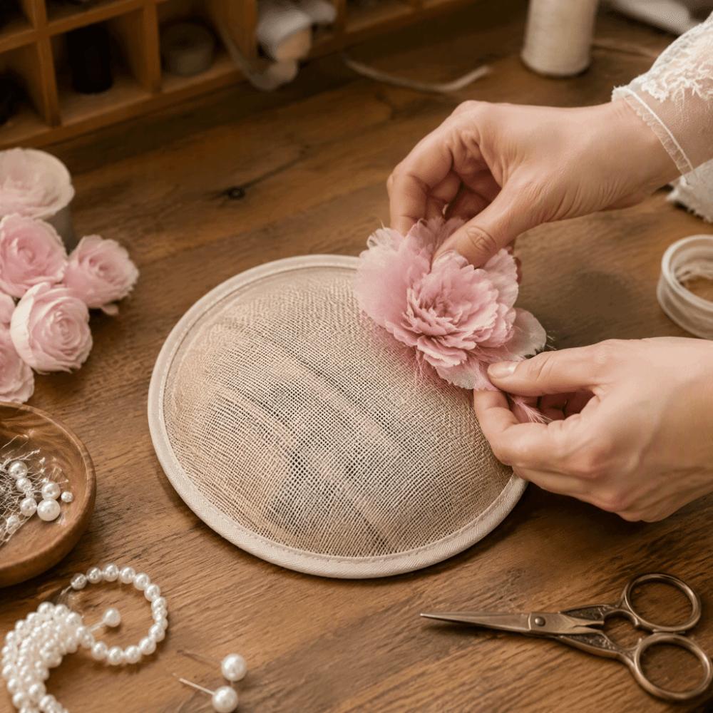 Wide Brim Linen Yarn Fascinator Hat Base Headpiece Mesh Hat Exquisite Masquerade Top Hat Wedding