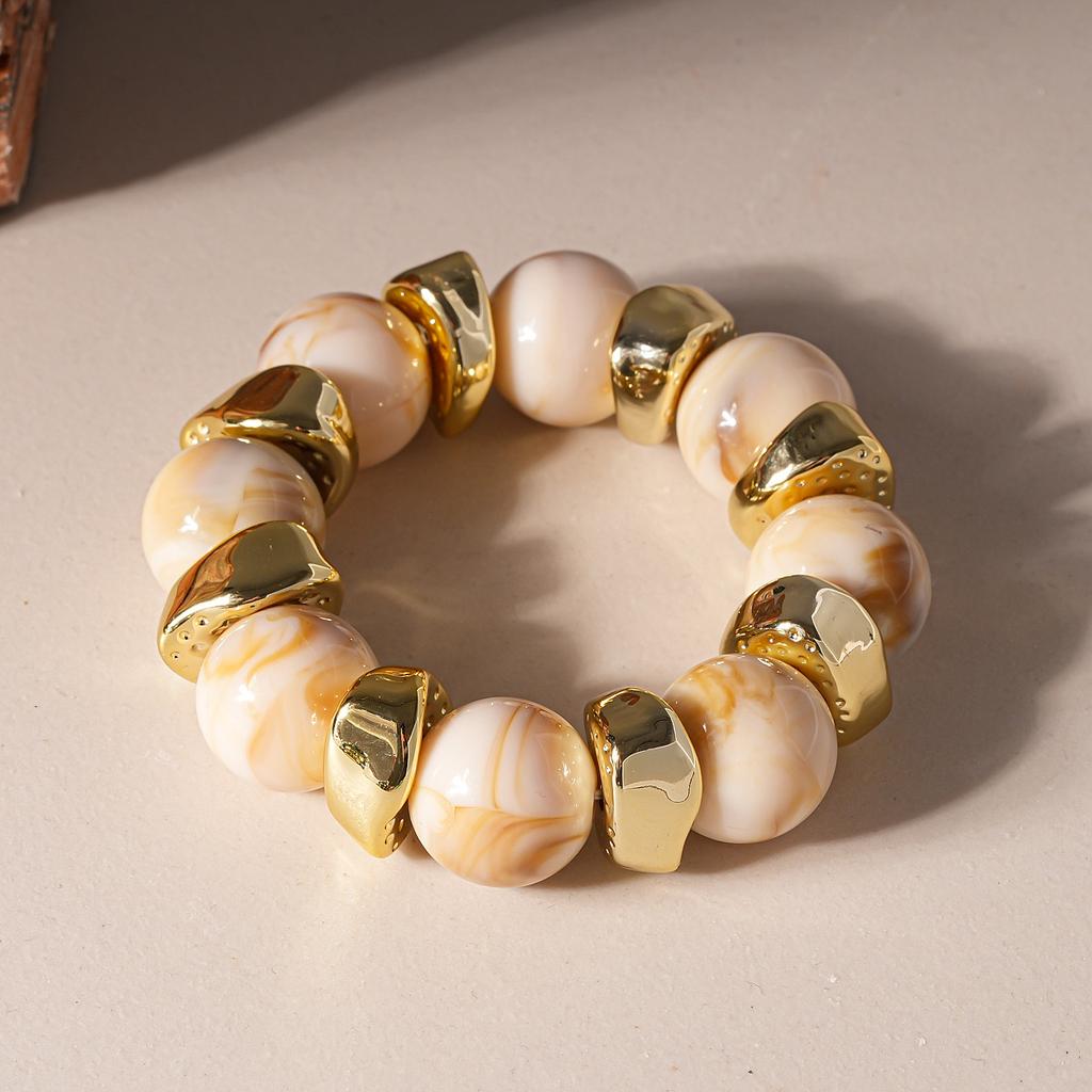 Acrylic Irregular Square Round Beaded Bracelets for Women Multicolor Bohemia Geometric Handmade Bangles Couple Jewelry Travel C
