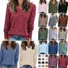 2025 Amazon Wish Europe and the United States Cross-border Explosion of Foreign Trade Women's Clothing Long-sleeved V-neck Pit Strip Polished Knitted