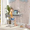 Kids Desk and Chair Set, Student Adjustable Writing Desk, with Drawer, Pen Slot, Hook - Grey