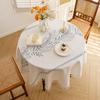Round Embroidery Tablecloth Cotton Linen Flower Dust Proof Table Cover, for Kitchen Dining Room,Party,Birthday Tabletop Decor