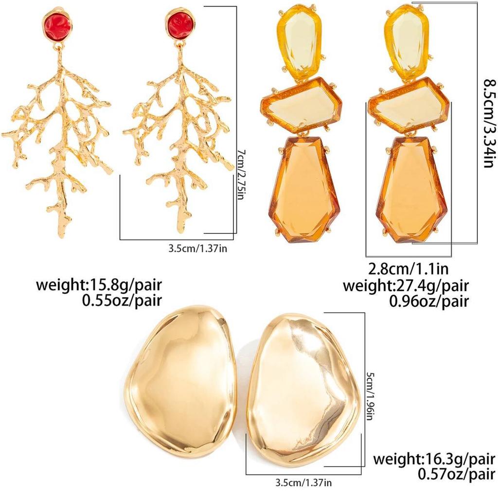 SHIXIN 3 Styles New Fashion Irregular Acrylic Pendant Earrings for Women Vintage Geometric Coral Drop Earrings Party Jewelry