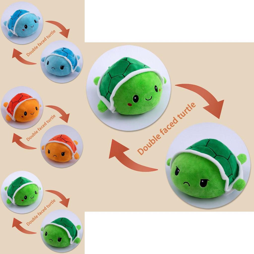 Adorable Flip Turtle Plush Toy With Reversible Double-sided Design For Kids