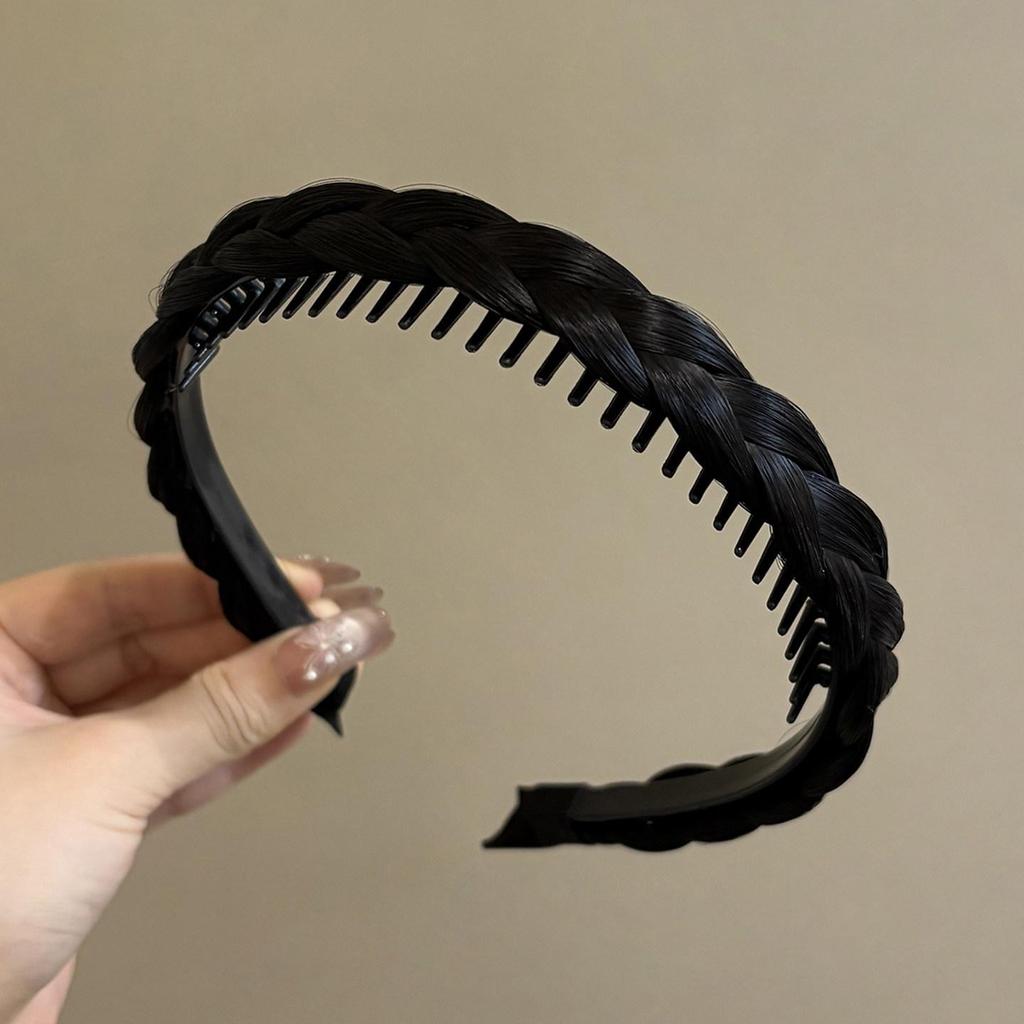 Korean Style Braided Non-Slip Wig Headband - High Volume Forest Design Hair Accessory