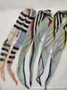 Chinese New Year Korean rhombus decorative small silk scarf, hot ins striped small scarf contrasting color fashionable rhombus silk scarf