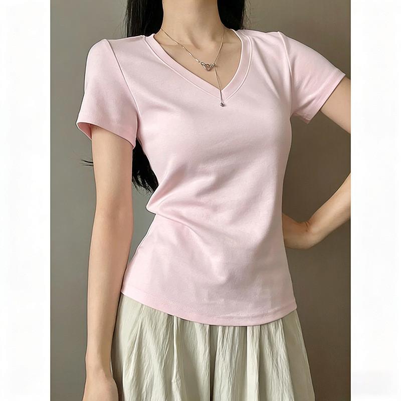 Summer New Slim Fit U Neck T Shirt For Women Casual Daily Wear With Soft Rayon Fabric