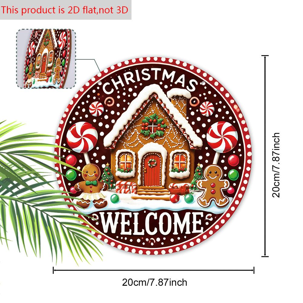 Wooden Christmas Sign with Gingerbread Man Pattern - Navidad Welcome Sign for Front Door Wall Hanging Decor - Ideal Christmas Ornament