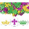 200 Pieces Mardi Gras Confetti for Table Decorations, Fat Tuesday Confetti Decorations Glitter Green Purple Paper Confetti Eyeglass Crown Table
