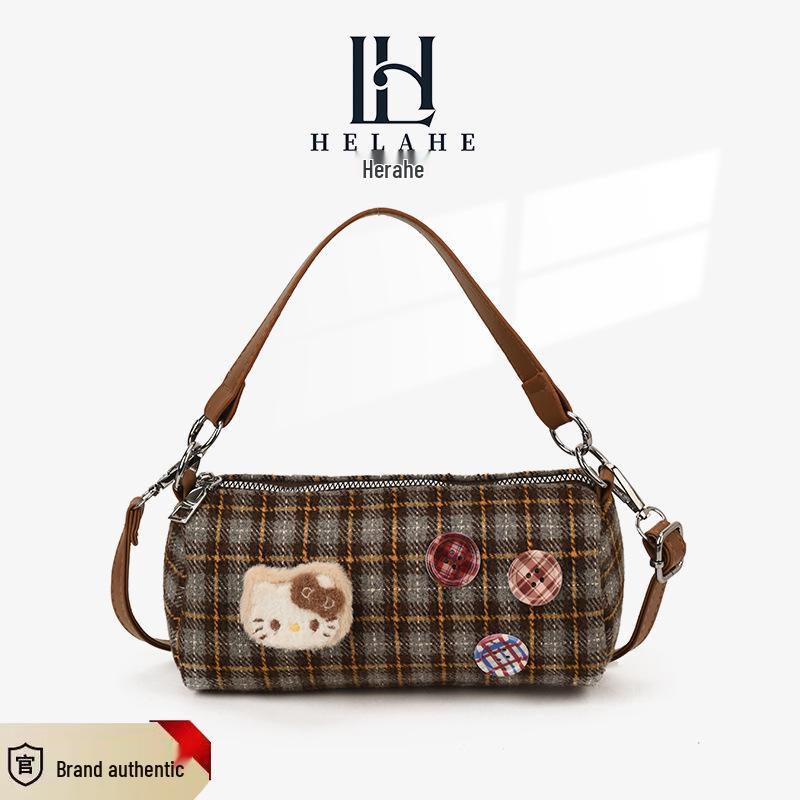 

Korean Style Plaid Cartoon Parent-Child Crossbody Handbag - Retro and Versatile