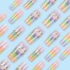 24 Pcs Flowers Stick on Nail Colorful Artificial Nail Long Square False Nail Glossy Press On Nail for Woman Girls