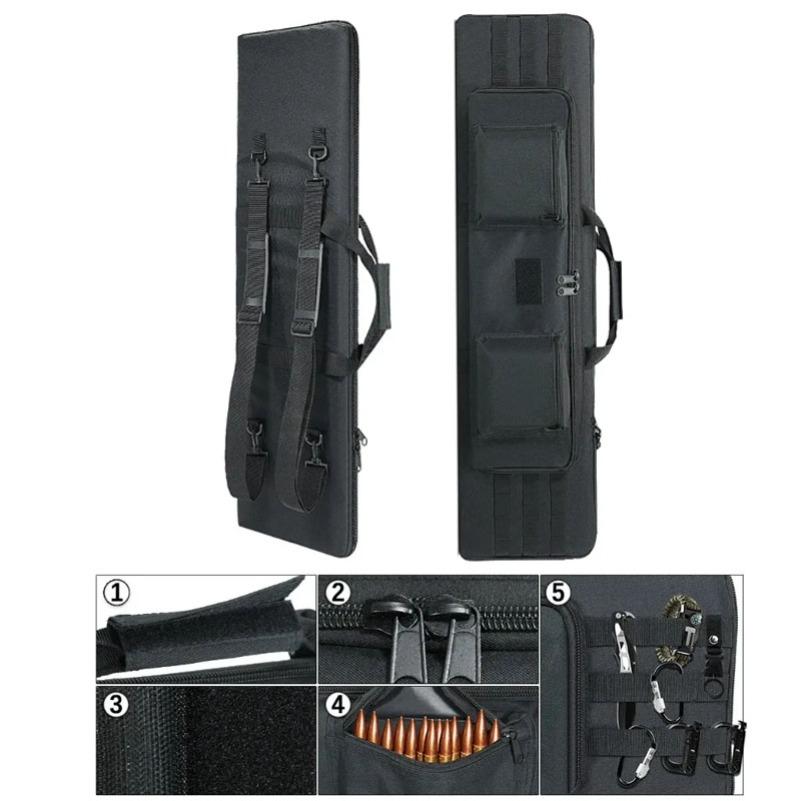 47in/120cm Tactical Rifle Backpack - Universal Carrying Case for Carbine Sniper Airsoft Guns with Shooting Accessory Compartment