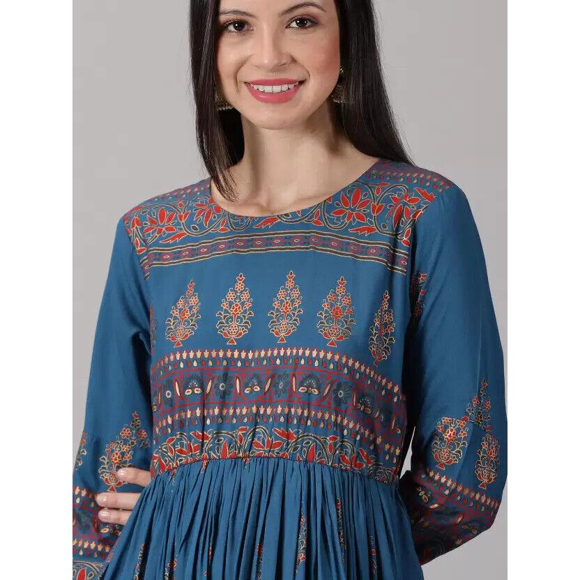 Damska drukowana wiskoza Anarkali Kurta Designer Bollywood Długa sukienka Kurti VF-1847
