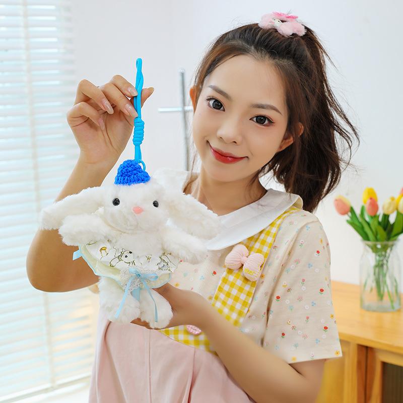 Popular Flower Dress Princess Rabbit Pendant Cute Long-eared Rabbit Keychain Girls Bag Boutique Pendant Doll