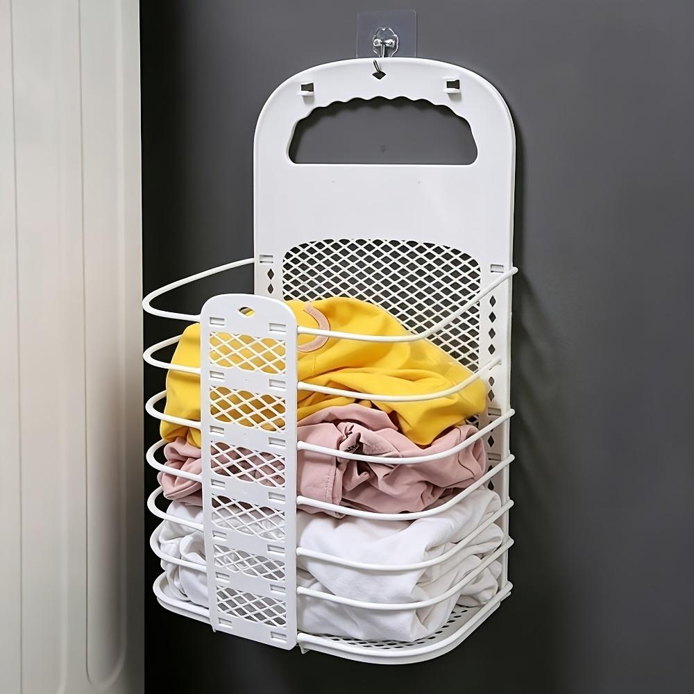 Plastic Storage Frame Foldable Dirty Clothes Basket Household Non-Perforated Bathroom Wall Mounted Laundry Basket Clothes Basket, Laundry Baskets белый