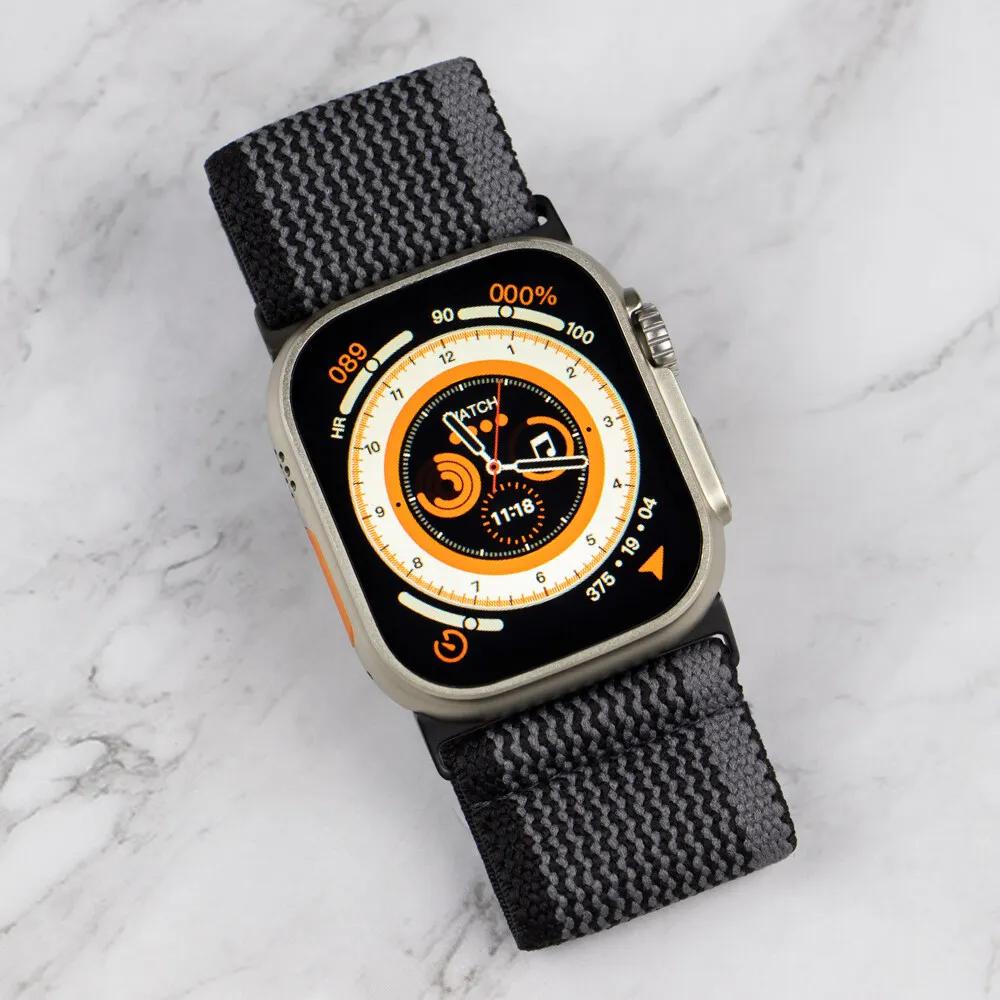 Nylon Elastic Strap For Apple watch Ultra 2 49mm Wide Braided Loop Adjustable Band iWatch 9 8 7 6 5 4 SE 45mm 41mm 44mm 40mm