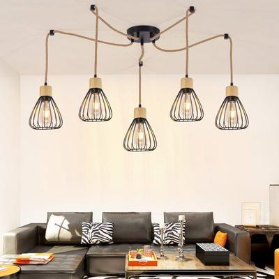 Pendant Light - NETTLIFE - 5 Lights - Black Metal - 5x E27 - Scandinavian/Modern